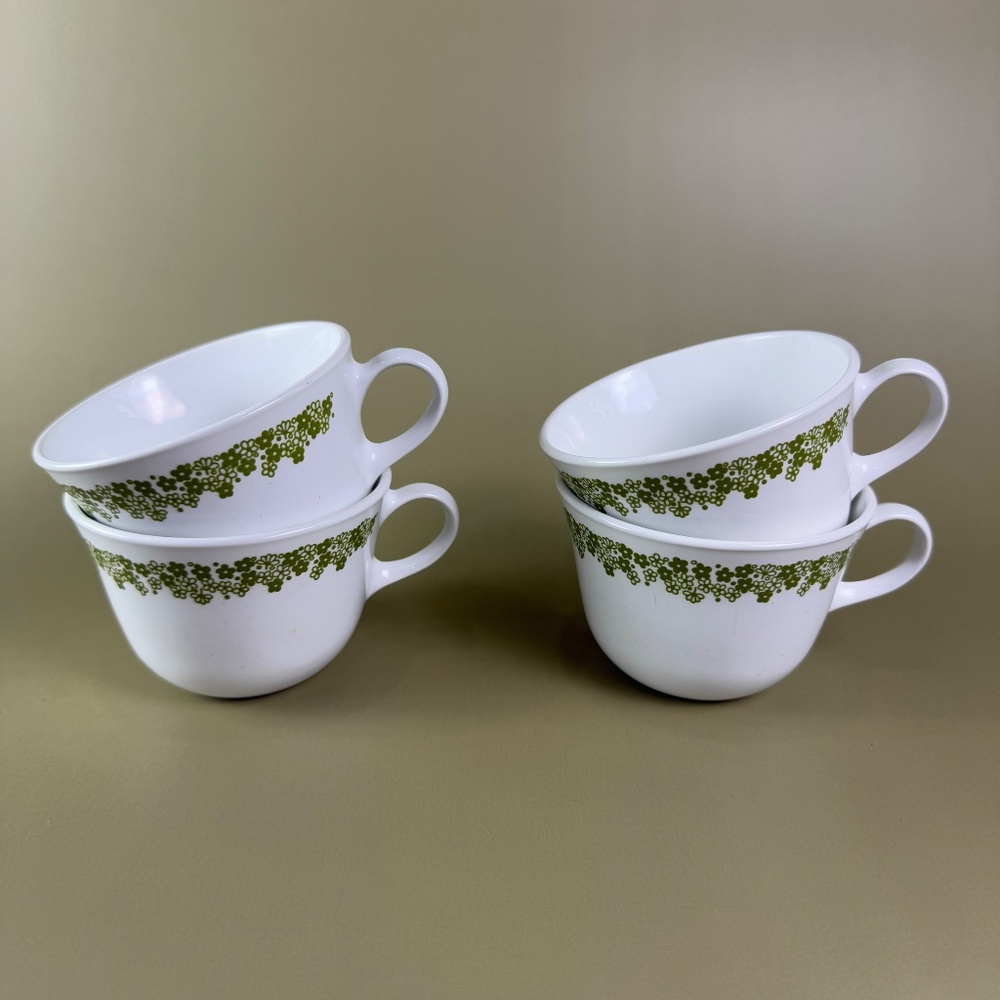Corelle Spring Blossom Green Coffee Cups | Set of 4 | Made in USA - Picture 7 of 9